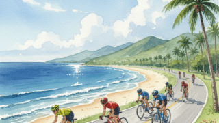 天草地域サイクリングルートの走行空間整備が開始—矢羽根設置や自転車対応グレーチング改修