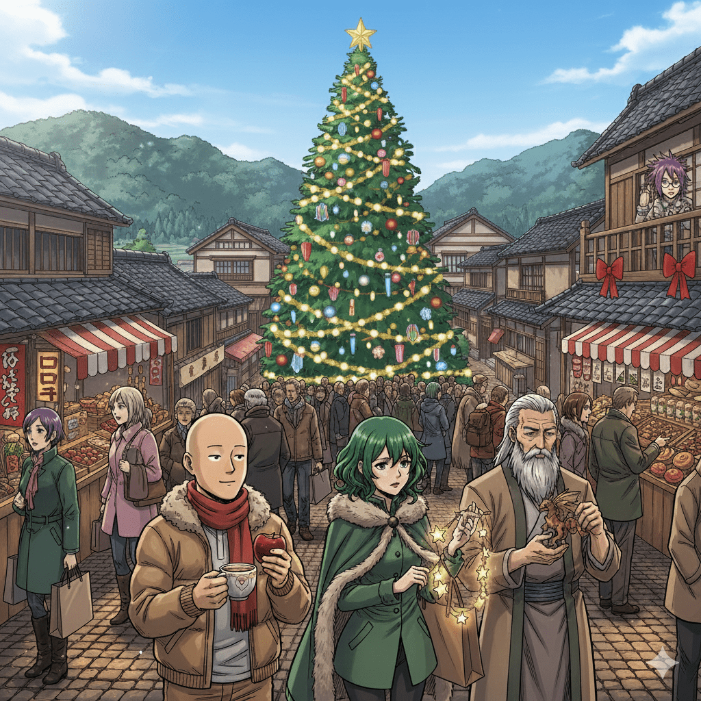 大津町、冬の風物詩「大津クリスマス夜市」を12月21日（日）に開催—サンタ帽のからいもくんも登場！